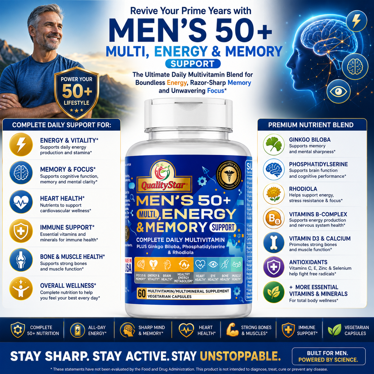 Men’s 50+ Multi, Energy & Memory Support